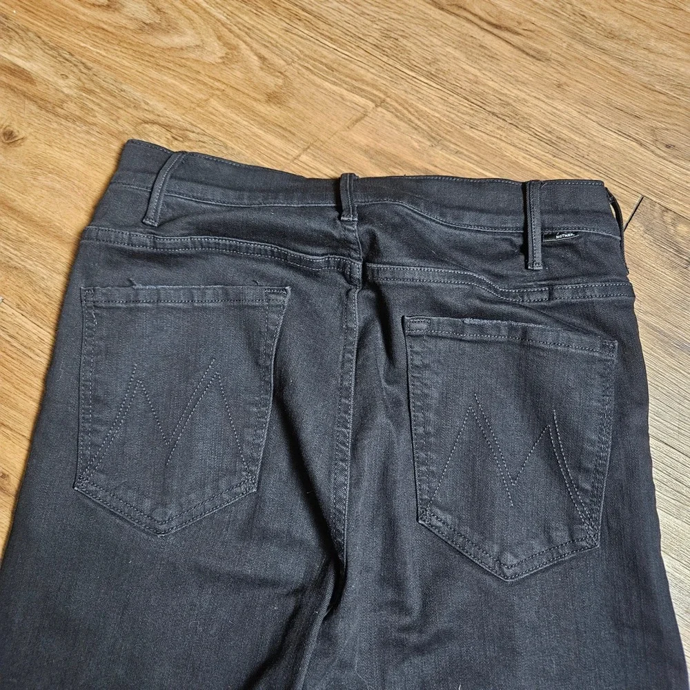 Mother Hustler Ankle Fray Flared Jeans 29x28 Not Guilty Black High Rise Boho